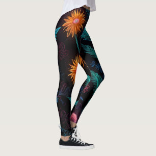 Leggings Neon Bloom : Jardin énigmatique des lumières