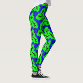 Leggings Neon Blue et Green Bold Motif feuillet (Droite)