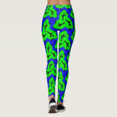 Leggings Neon Blue et Green Bold Motif feuillet (Dos)