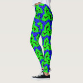 Leggings Neon Blue et Green Bold Motif feuillet (Gauche)
