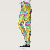 Leggings Neon Bubble Gum Ice Cream Cones Motif (Gauche)