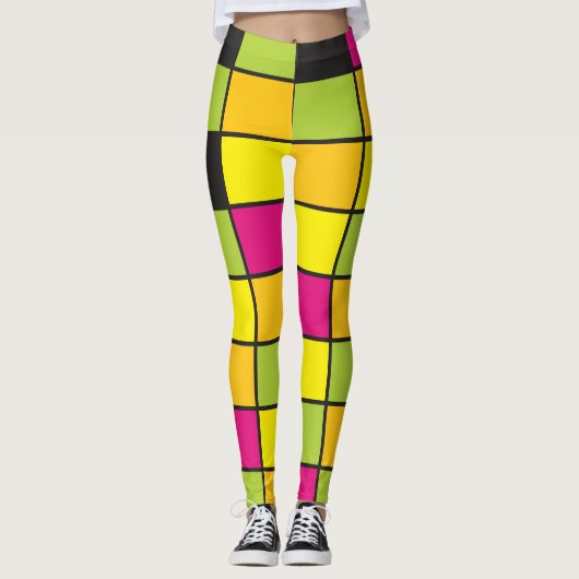 Leggings Neon Carré Motif coloré (Devant)