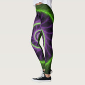 Leggings Neon Energy Spiral – Green & Purple Fractal Vortex (Gauche)