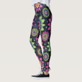 Leggings Neon Floral Mandalas Seamless Pattern (Gauche)