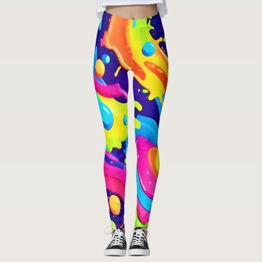 Leggings Neon Fluid Art (Devant)