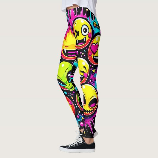 Leggings Neon Funky Emoji Mix (Gauche)