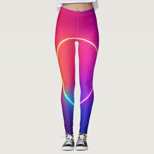 Leggings Neon Glow Circle Abstract Art (Devant)