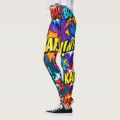 Leggings Neon Graffiti Comic Book Action Words (Gauche)