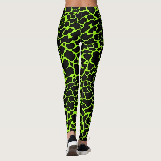 Leggings Neon Green Giraffe taches Motif (Dos)