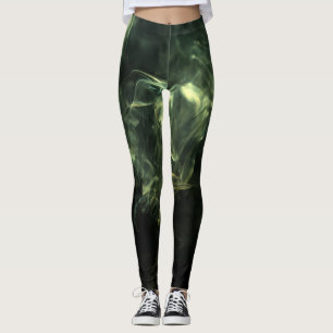 Leggings Neon Green Smoke Design boven zwart
