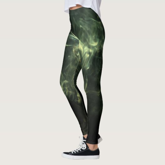 Leggings Neon Green Smoke Design ensemble sur noir (Gauche)