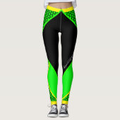 Leggings Néon Jaune Noir Points Verts (Devant)
