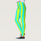 Leggings Neon Lime Jaune et Neon Cyan Cool rayé (Gauche)