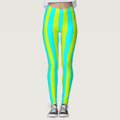 Leggings Neon Lime Jaune et Neon Cyan Cool rayé (Devant)