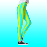 Leggings Neon Lime Jaune et Neon Cyan Cool rayé<br><div class="desc">Neon Lime Jaune et Neon Cyan Cool Vintage strié</div>