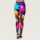 Leggings Neon Paint Splatter Art Abstrait (Dos)
