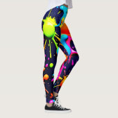 Leggings Neon Paint Splatter Art Abstrait (Droite)