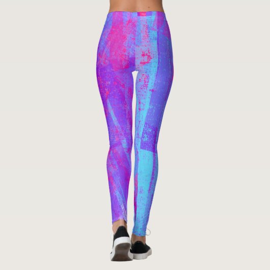 Leggings Neon Pink & Aqua Blue Abstract (Dos)