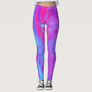 Leggings Neon Pink & Aqua Blue Abstract
