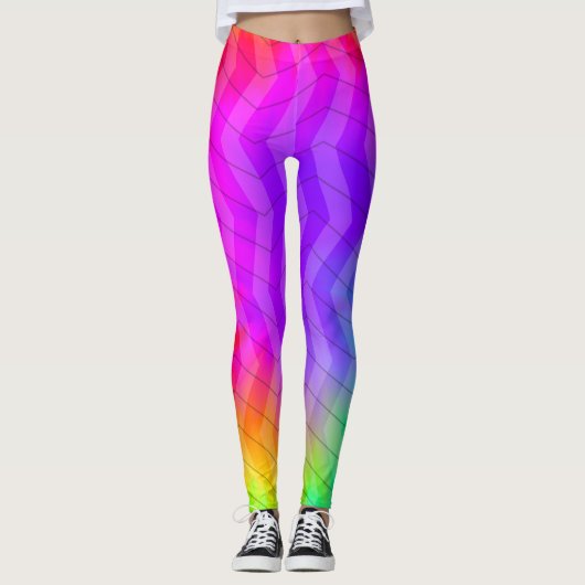 Leggings Neon Rainbow Tie Dye Herringbone (Devant)