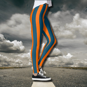 Leggings Neon Sunset Orange et Ocean Blue Cool strié