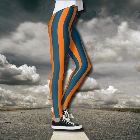 Leggings Neon Sunset Orange et Ocean Blue Cool strié