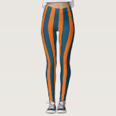 Leggings Neon Sunset Orange et Ocean Blue Cool strié (Devant)