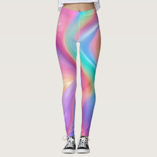 Leggings Neon tendance Pink Blue vert vert vagues abstraite