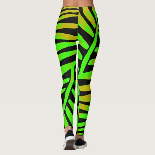 Leggings Neon Tropical Zebra Leaf (Dos)