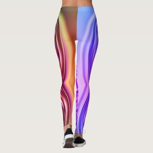 Leggings Neon vert et violet Liquide Art Abstrait (Dos)