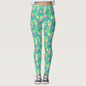 Leggings Neon Watercolor Cactus Dans Les Pots Motif 2 (Devant)