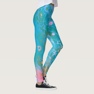Leggings Neptune Sky Acrylique pour Aqua Blue Abstrait