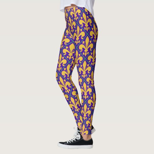 Leggings New Orleans Mardi Gras Party Fleur de Lis (Gauche)