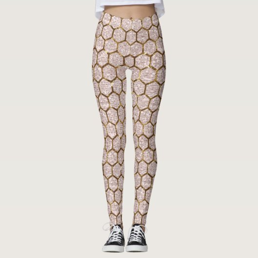 Leggings Nid d'abeilles métallique d'hexagone de paillettes (Devant)