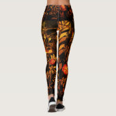 Leggings NIGHTINGALE, ROSE Rouge Jaune Feuille Noir Floral (Dos)