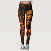 Leggings NIGHTINGALE, ROSE Rouge Jaune Feuille Noir Floral (Devant)