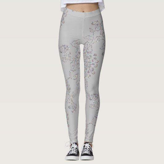 Leggings N'importe quelle couleur avec Chrysanthème Iridesc (Devant)