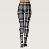Leggings No. 48 de noir, gris et de blanc de plaid de (Dos)