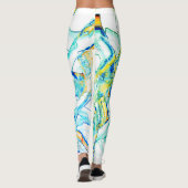 Leggings No d'encre égouttée, image de taches cyanes jaunes (Dos)