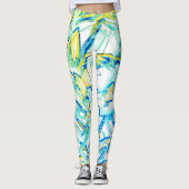 Leggings No d'encre égouttée, image de taches cyanes jaunes (Devant)