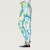 Leggings No d'encre égouttée, image de taches cyanes jaunes (Gauche)