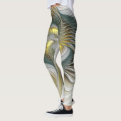 Leggings Nobly Golden Turquoise Imaginaire Fractal Art (Gauche)