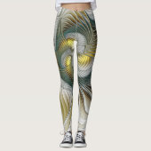 Leggings Nobly Golden Turquoise Imaginaire Fractal Art (Devant)