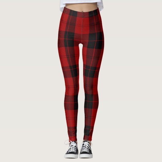 Leggings Noël à damiers motif Red Buffalo Plaid (Devant)