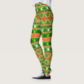 LEGGINGS NOËL ARBRE VERT BLANC ORNAMENTS ROUGES (Gauche)