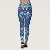 Leggings Noël Blanc & Bleu Fair Isle Tricot Motif (Dos)