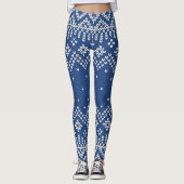 Leggings Noël Blanc & Bleu Fair Isle Tricot Motif (Devant)