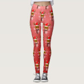 Leggings Noël blanc Rudolph le renne à nez rouge (Devant)