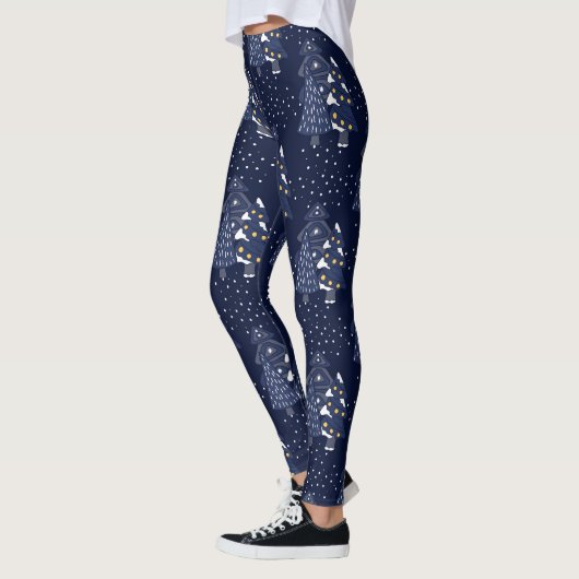 LEGGINGS NOËL BLEU FONCÉ MONOGRAMME DE LA FORÊT HIVERNALE (Gauche)