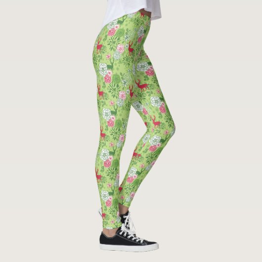 Leggings Noël Cerf & Foliage Motif sans couture (Droite)